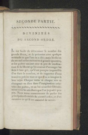 SECONDE PARTIE. divinités DU SECOND ORDRE.
