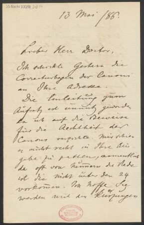 Brief an Ludwig Strecker  an B. Schott's Söhne : 13.05.1886