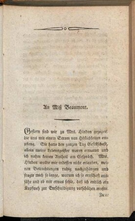 An Miß Beaumont.