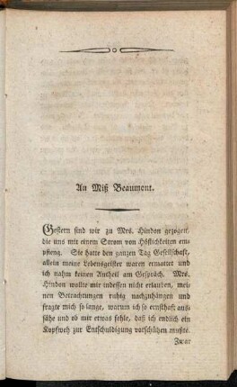 An Miß Beaumont.