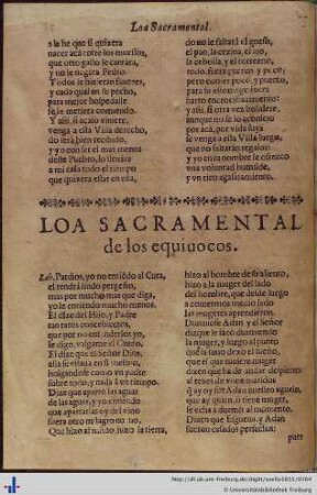 Loa Sacramental de los equivocos.