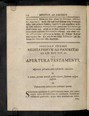 784-784, Ad Lib. XXIX. Tit. III. Testamenta ...