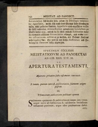 784-784, Ad Lib. XXIX. Tit. III. Testamenta ...