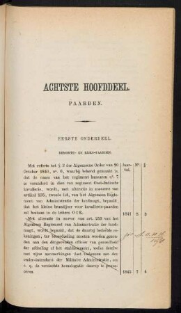 Eerste onderdeel. Remonte en Rijks-paarden