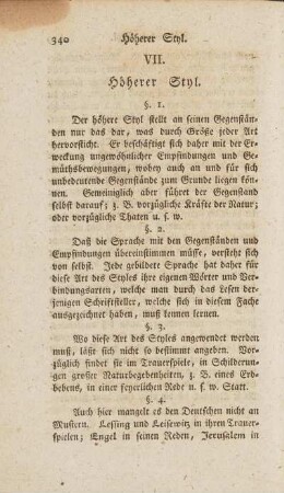 VII. Höherer Styl.