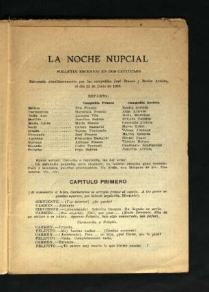 La noche nupcial : folletín escénico en dos capítulos