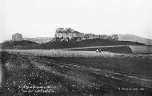 Sächsische Schweiz, Schrammsteine. Blick von der Ostrauer Ebenheit gegen Affensteine und Winterberg