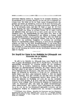 Der Begriff der Natur in der Geschichte der Pädagogik von Comenius bis zu Schiller