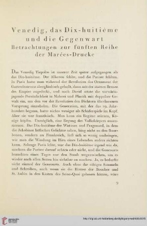2: Venedig, das Dix-huitième und die Gegenwart : Betrachtungen zur fünften Reihe der Marées-Drucke
