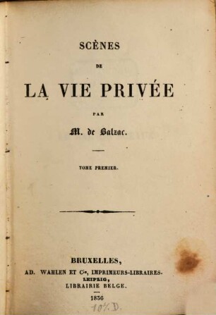 Scènes de la vie privée, 1