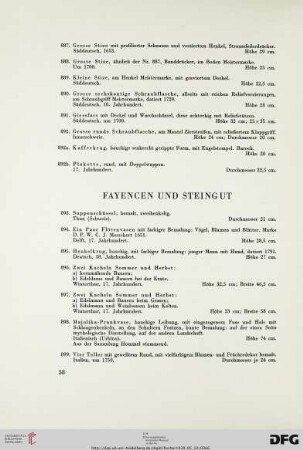 Fayencen und Steingut (Nr. 893-945)