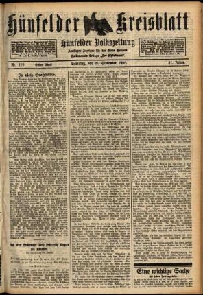 Erste Ausgabe vom Samstag, den 26. September 1925.