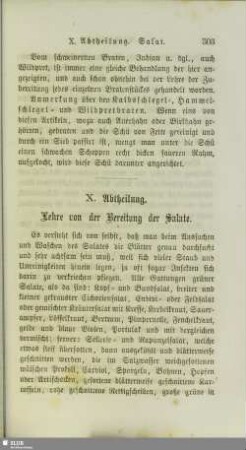 X. Abtheilung. Lehre von der Bereitung der Salate