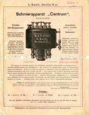 Schmierapparat für Maschinen und Maschinenanlagen