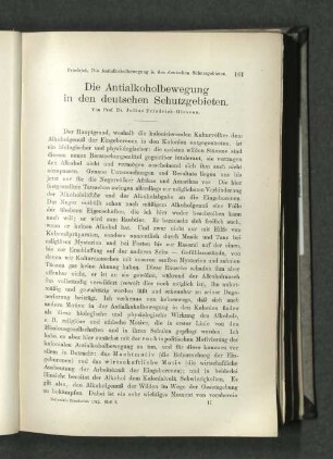 Die Antialkoholbewegung in den deutschen Schutzgebieten.