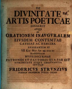 Progr. de divinitate artis poeticae