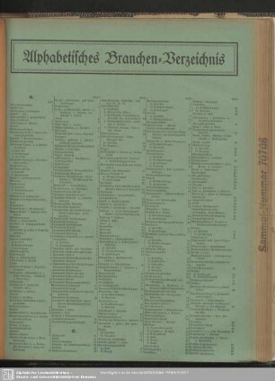 Alphabetisches Branchen-Verzeichnis