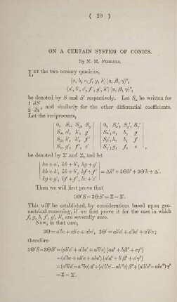 On a certain system of conics.