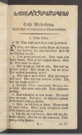 Erste Abtheilung. I. Von Gott.