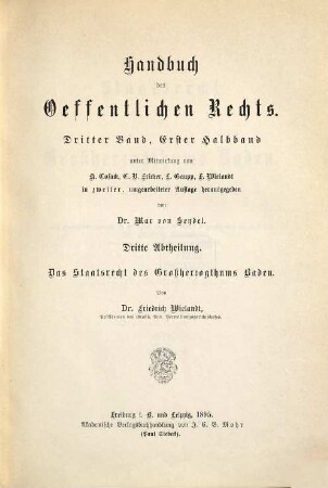 Das Staatsrecht des Großherzogthums Baden
