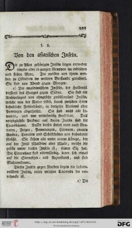 §. 8: Von den asiatischen Inseln