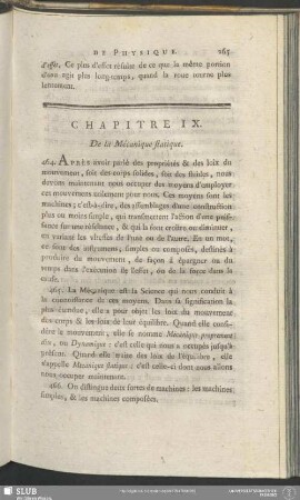 Chapitre IX. De la Mécanique statique