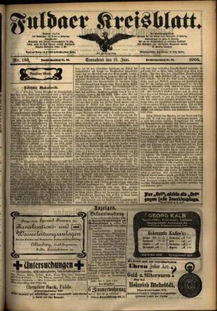 Zweite Ausgabe vom Samstag, den 10. Juni 1905.