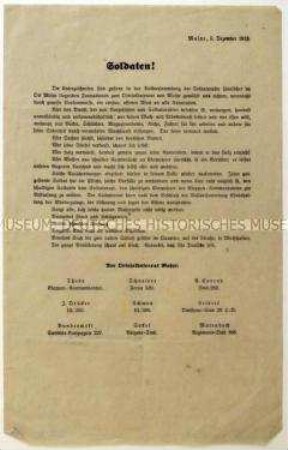 Aufruf des Soldatenrates Mosyr vom 5. Dezember 1918 an die Soldaten zur Befolgung von Befehlen im Zuge der Novemberrevolution