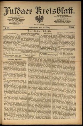 Erste Ausgabe vom Samstag, den 10. März 1900.
