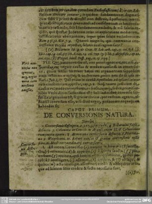 Caput Primum. De Conversionis Natura
