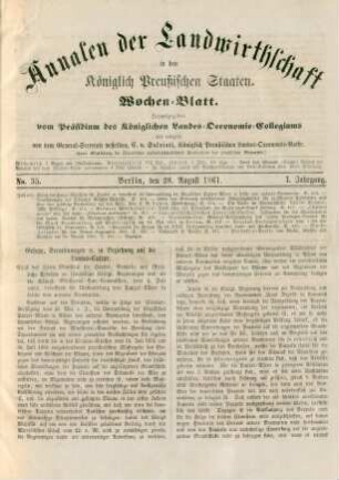 No. 35. Berlin, den 28. August 1861. I. Jahrgang.
