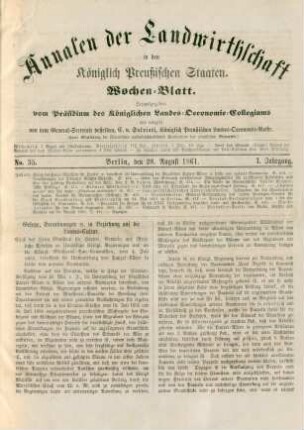No. 35. Berlin, den 28. August 1861. I. Jahrgang.