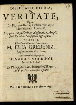 Disputatio Ethica, De Veritate