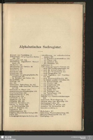 Alphabetisches Sachregister