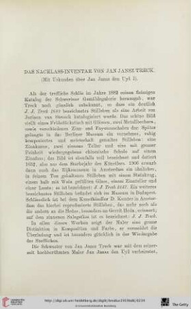 Das Nachlass-Inventar von Jan Jansz Treck