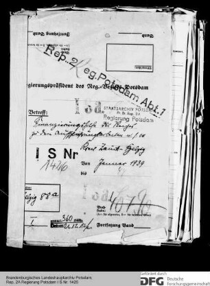 Finanzierungshilfe des Reiches zu den Aufschließungsarbeiten im Kreise Zauch-Belzig