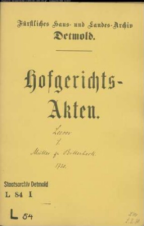Leeser, Joseph zu Detmold gegen Möller zu Billerbeck - Schuldforderung
