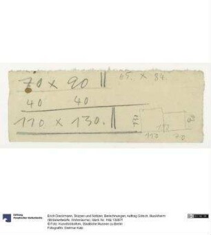 Skizzen und Notizen, Berechnungen (Auftrag Götsch, Musikheim)