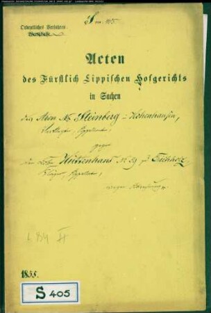 Steinberg, Aron in Hohenhausen gegen Hüttenhans Nr. 59 zu Eichholz - Abrechnung