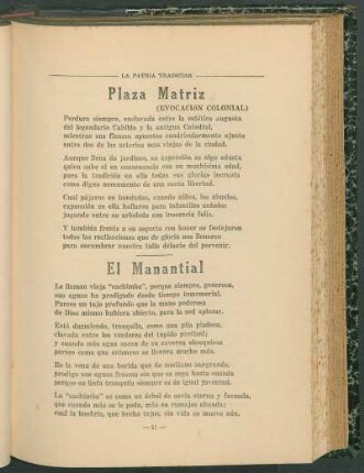 Plaza Matriz : (Evocación colonial)