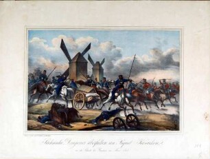 Sächsische Dragoner überfallen ein Piquet Kosaken, in der Schlacht bei Bautzen im Mai 1813