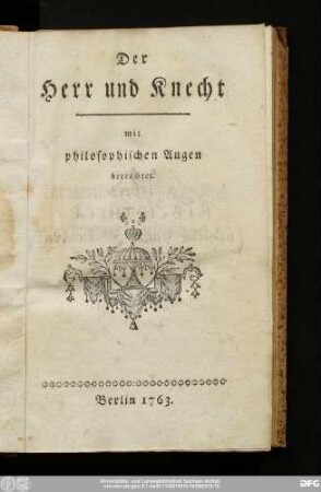 Der Herr und Knecht mit philosophischen Augen betrachtet