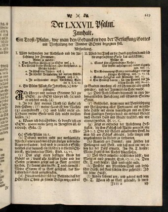 619-627, Der LXXVII. Psalm