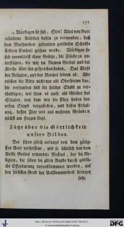 Züge über die Göttlichkeit unsers Bildes.