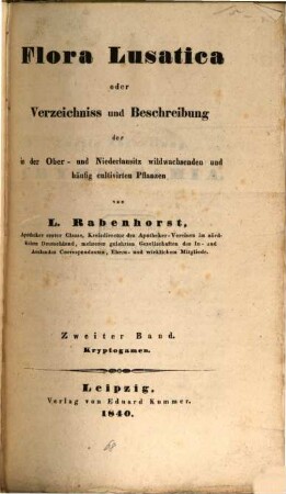 Flora Lusatica oder Verzeichniss und Beschreibung der in der Ober- und Niederlausitz wildwachsenden und häufig cultivirten Pflanzen, 2. Kryptogamen