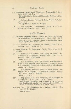 J. Chr. Brandes (Nr. 421 - 434)