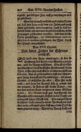 Das XVII. Capitel. Von denen Zeichen der Schwangerschafft.