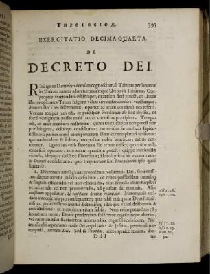 Exercitatio Decima-Quarta. De Decreto Dei.