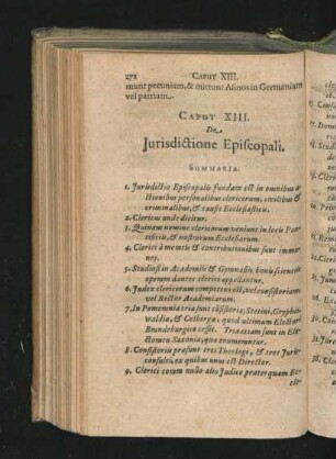 Caput XIII. De Iurisdictione Episcopali.