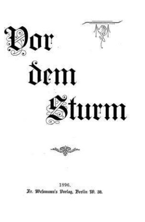 Vor dem Sturm : ernste Mahnworte an die deutschen Juden / von Bernhard Cohn